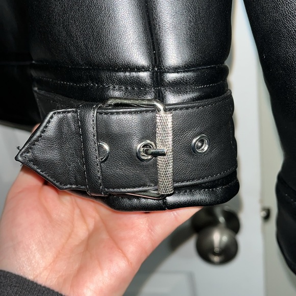 Guess Vegan Leather Biker Coat. - Picture 5 of 7